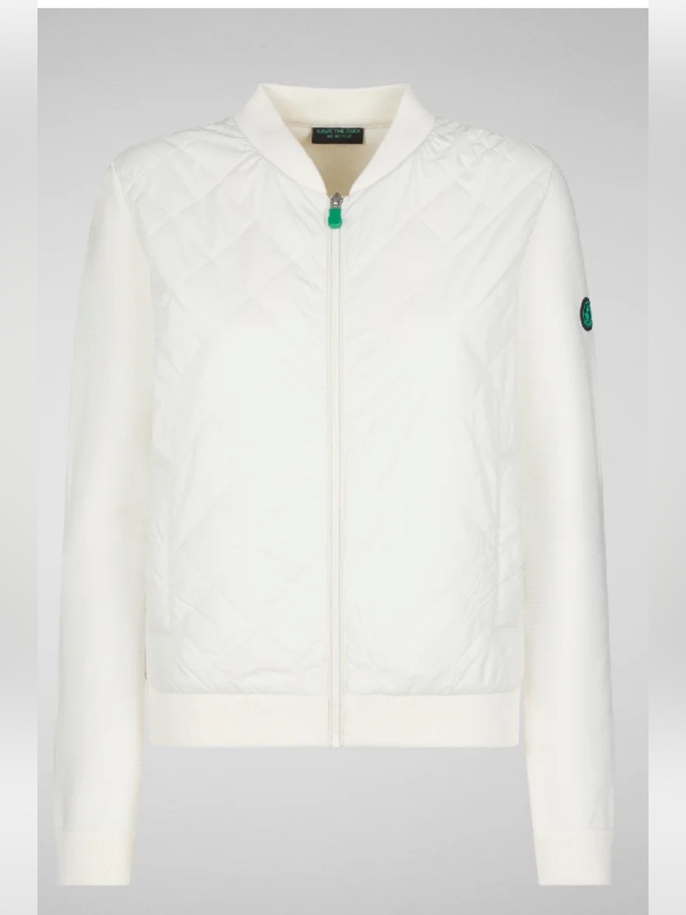 SAVE THE DUCK White Quilted Bomber Jacket